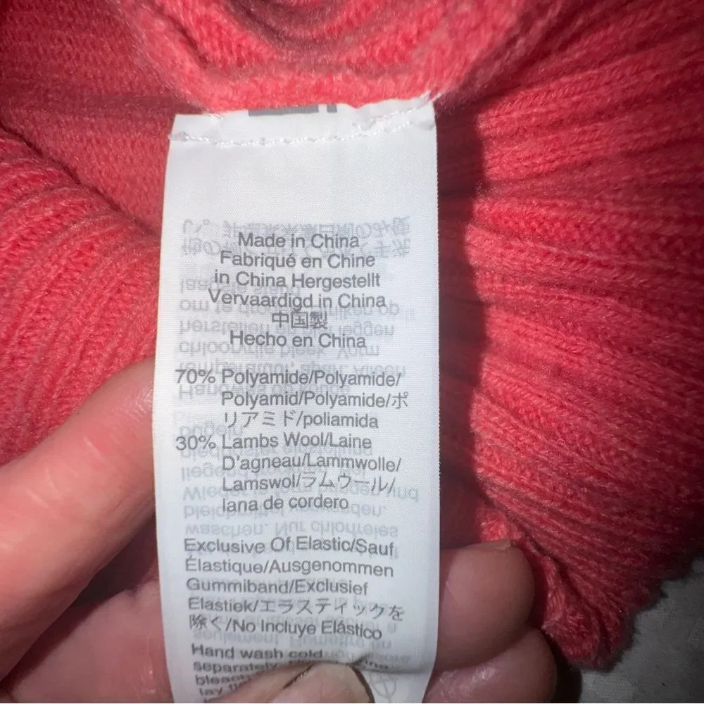 J.Crew Lambswool Blend Ruffle Mock Neck Sweater – melon colored, Size Small